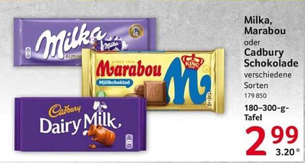 Milka, Marabou oder Cadbury Schokolade - verschiedene Sorten 180-300 g