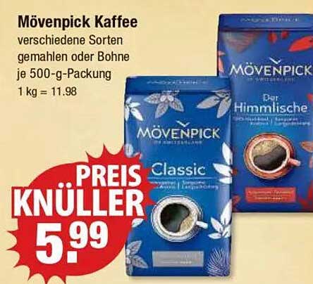 Mövenpick Kaffee verschiedene Sorten gemahlen oder Bohne je 500-g-Packung
