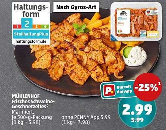 Mühlenhof Frisches Schweine-Geschnetzeltes nach Gyros-Art