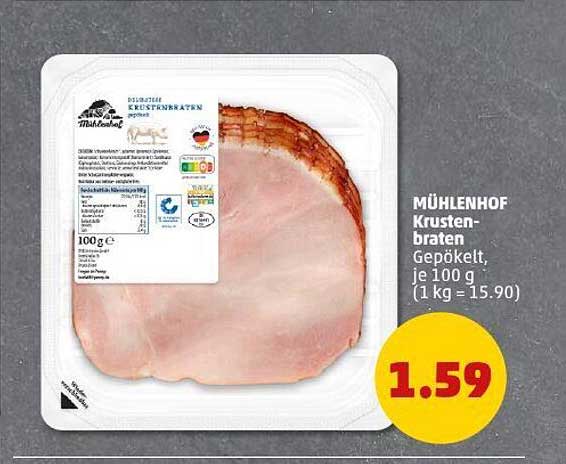 MÜHLENHOF Krustenbraten Gepökelt, je 100 g