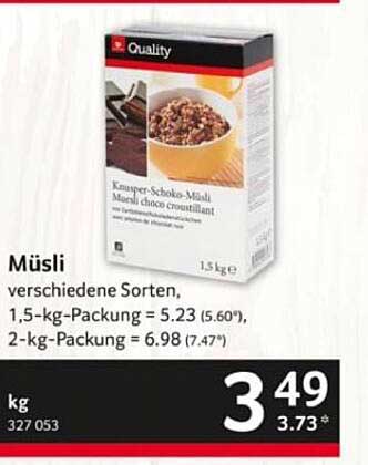 Müsli verschiedene Sorten, 1,5-kg-Packung