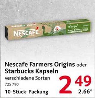 Nescafe Farmers Origins oder Starbucks Kapseln – 10-Stück-Packung
