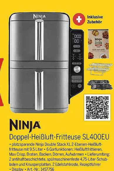 NINJA Doppel-Heißluft-Fritteuse SL400EU
