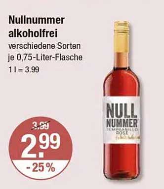 Nullnummer alkoholfrei verschiedene Sorten je 0,75-Liter-Flasche