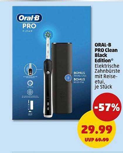 ORAL-B PRO Clean Black Edition - Elektrische Zahnbürste mit Reiseetui