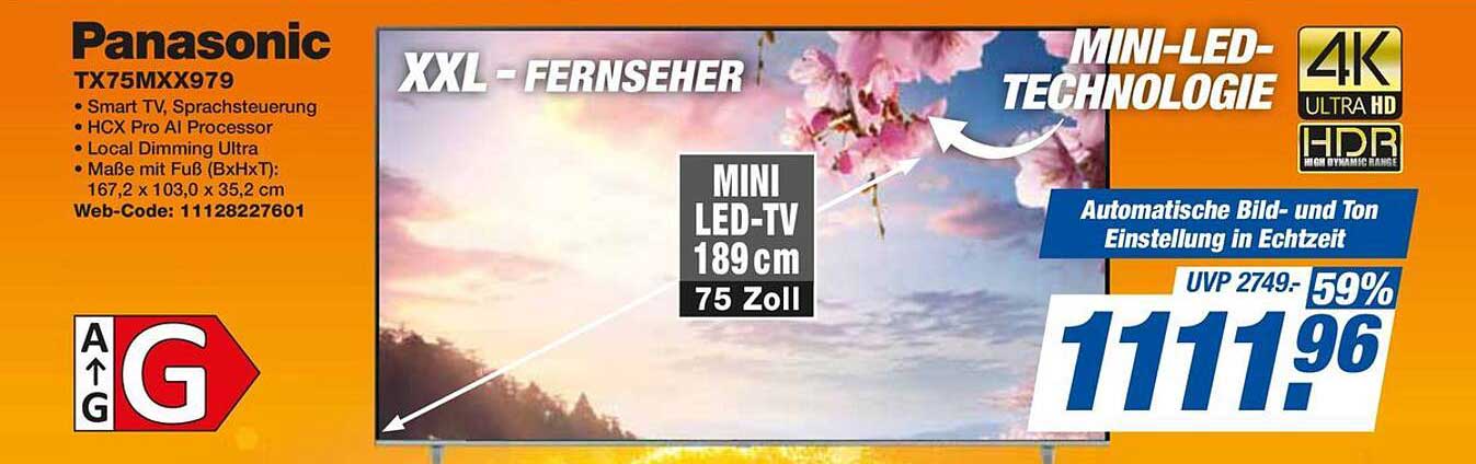 Panasonic TX75MXX979 XXL-Fernseher mit Mini-LED-Technologie