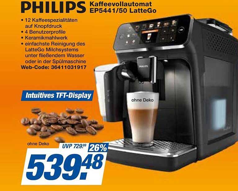 PHILIPS Kaffeevollautomat EP5441/50 LatteGo