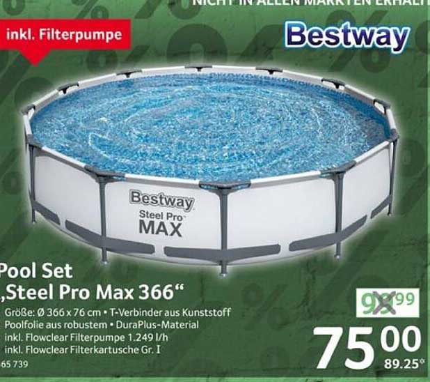 Pool Set Bestway Steel Pro Max 366" inkl. Filterpumpe