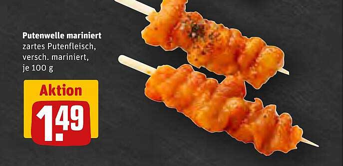 Putenwelle mariniert, zartes Putenfleisch, verschieden mariniert, je 100 g