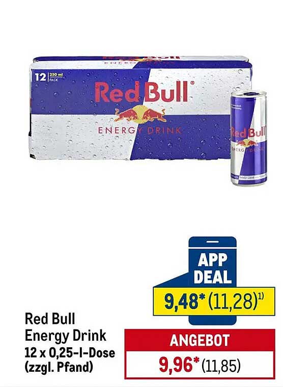 Red Bull Energy Drink 12 x 0,25-l-Dose (zzgl. Pfand)