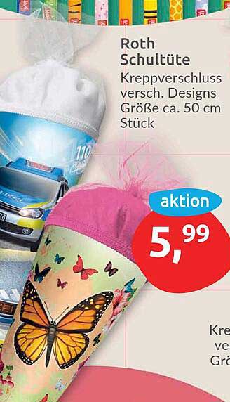 Roth Schultüte - Kreppverschluss in verschiedenen Designs