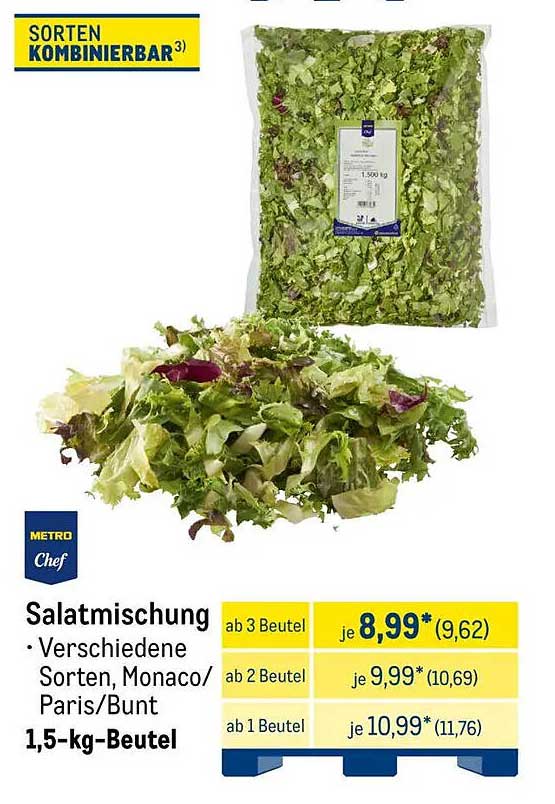 Salatmischung – Verschiedene Sorten, 1,5-kg-Beutel