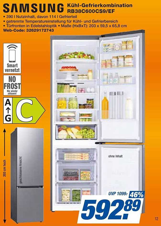 Samsung Kühl-Gefrierkombination RB38C600CS9/EF