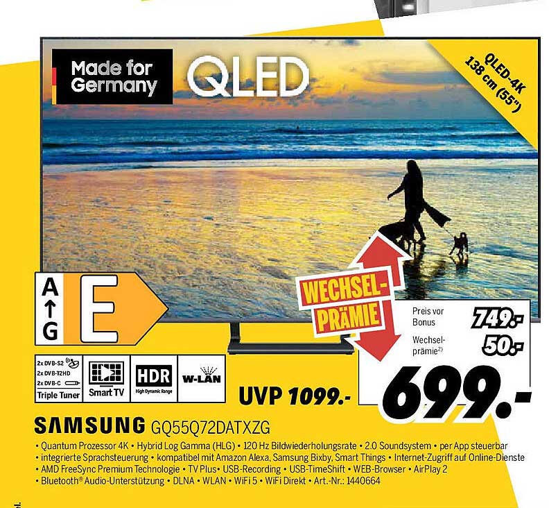 Samsung QLED 4K Fernseher 138 cm (55 Zoll) GQ55Q72DATXZG