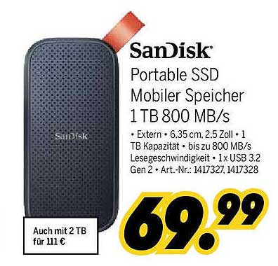 SanDisk Portable SSD 1 TB – Mobiler Speicher für Datenliebhaber