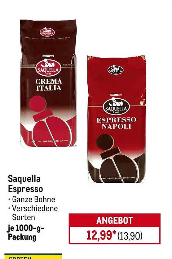Saquella Espresso - Ganze Bohne, verschiedene Sorten je 1000-g-Packung