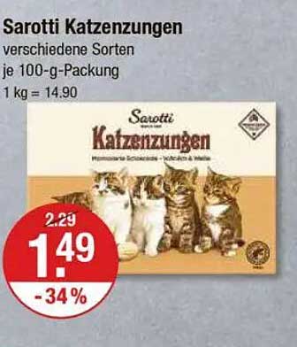 Sarotti Katzenzungen verschiedene Sorten je 100-g-Packung