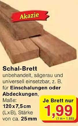 Schal-Brett Akazie - Unbehandelt und Vielseitig Einsetzbar