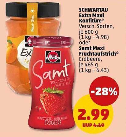 SCHWARTAU Extra Maxi Konfitüre oder Samt Maxi Fruchtaufstrich - Erdbeere