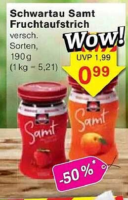 Schwartau Samt Fruchtaufstrich – Verschiedene Sorten, 190 g