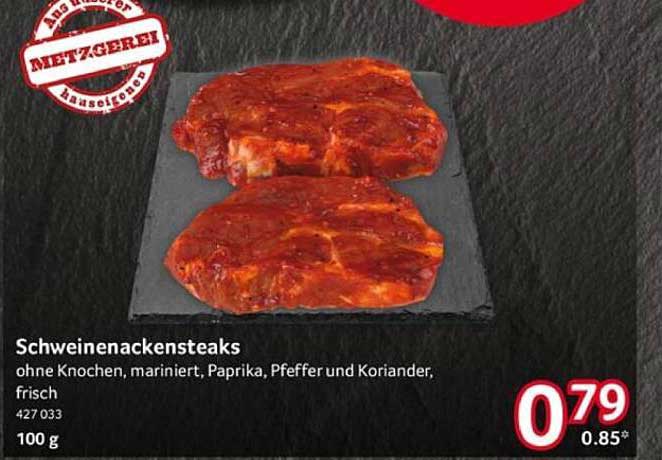 Schweinenackensteaks ohne Knochen, mariniert
