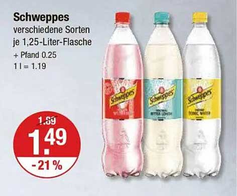 Schweppes verschiedene Sorten je 1,25-Liter-Flasche