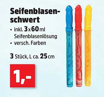 Seifenblasenschwert - 3 Stück in verschiedenen Farben