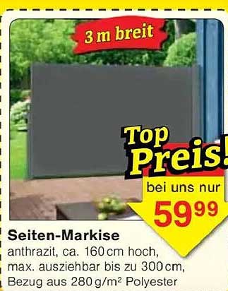Seiten-Markise anthrazit – 3 m breit