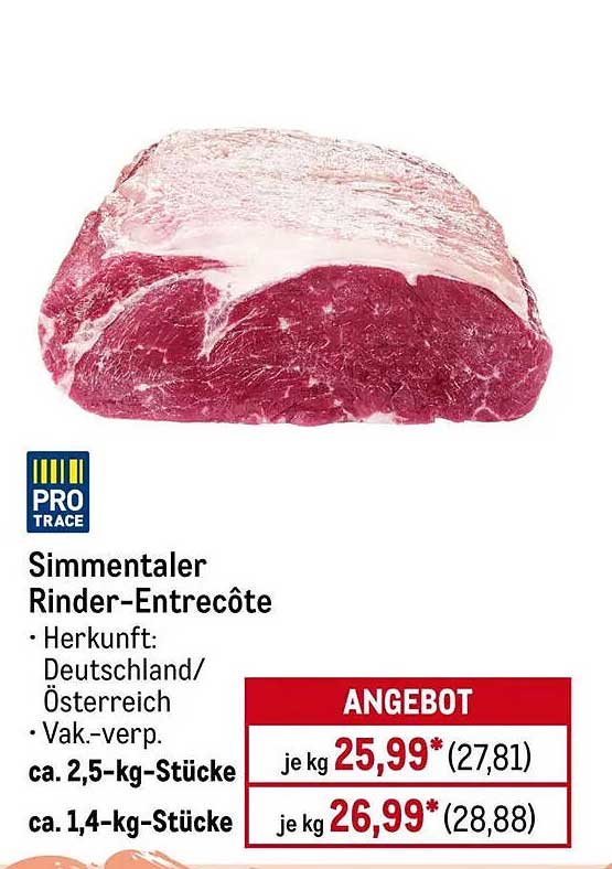 Simmentaler Rinder-Entrecôte - Aktuelles Angebot aus dem METRO-Prospekt