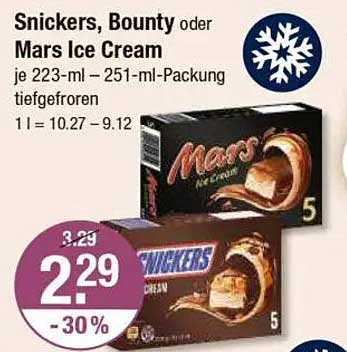 Snickers, Bounty oder Mars Ice Cream - Tiefgefroren