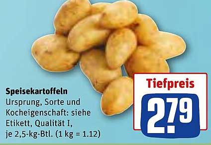 Speisekartoffeln - Qualität I, je 2,5 kg-Btl.
