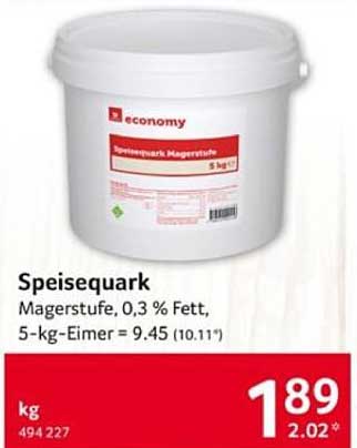 Speisequark Magerstufe, 0,3 % Fett, 5-kg-Eimer