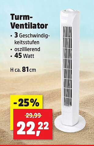 Turm-Ventilator - 25% reduziert für heiße Tage
