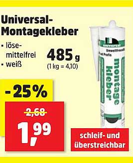 Universal-Montagekleber - lösemittelfrei, weiß