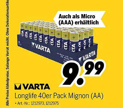 VARTA Longlife 40er Pack Mignon (AA)
