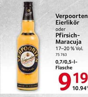 Verpoorten Eierlikör oder Pfirsich-Maracuja 0,7l/0,5l-Flasche