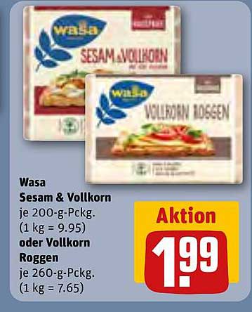 Wasa Sesam & Vollkorn oder Vollkorn Roggen - Aktion
