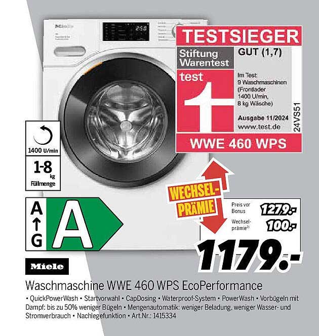 Waschmaschine WWE 460 WPS EcoPerformance