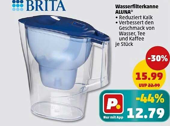 Wasserfilterkanne ALUNA von BRITA - 44% reduziert