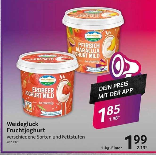 Weideglück Fruchtjoghurt - verschiedene Sorten und Fettstufen