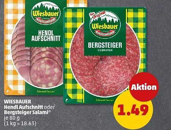 WIESBAUER Hendl Aufschnitt oder Bergsteiger Salami - je 80 g für nur 1,49