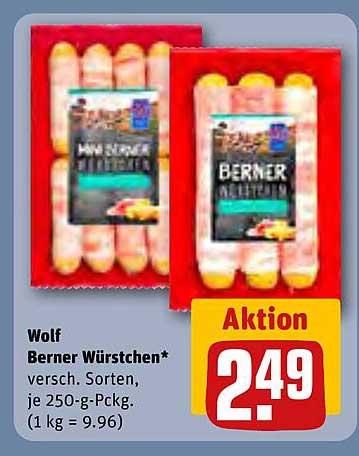 Wolf Berner Würstchen, verschiedene Sorten, je 250-g-Packung
