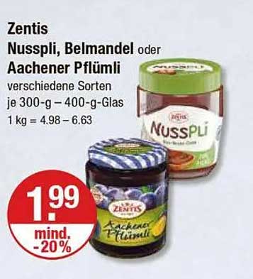 Zentis Nusspli, Belmandel oder Aachener Pflümli - Verschiedene Sorten