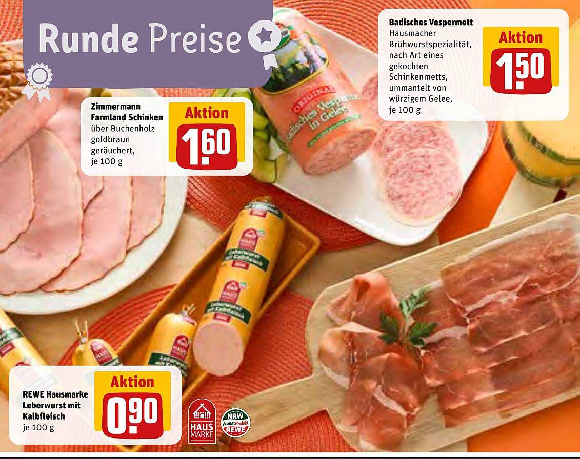 Zimmermann Farmland Schinken über Buchenholz goldbraun geräuchert, je 100 g