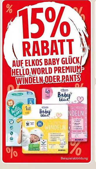 15% RABATT AUF ELOS BABY GLÜCK, HELLO WORLD PREMIUM WINDELN ODER PANTS