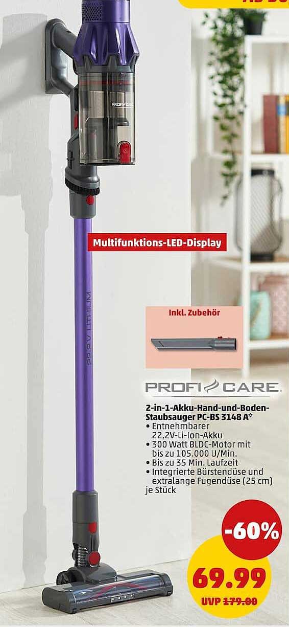 2-in-1-Akku-Hand-und-Boden-Staubsauger PC-BS 3148 A*