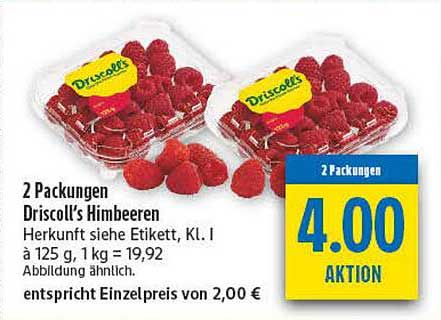 2 Packungen Driscoll’s Himbeeren
