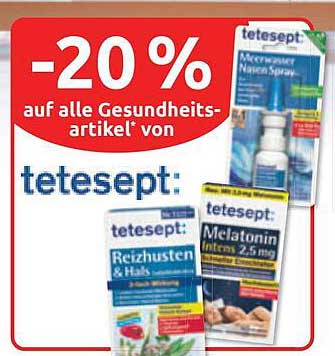 -20 % auf alle Gesundheitsartikel* von tetesept: