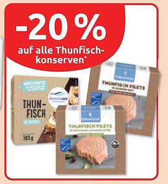 -20% auf alle Thunfisch-konserven*