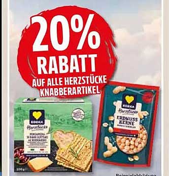 20% RABATT AUF ALLE HERZSTÜCKE KNABBERARTIKEL